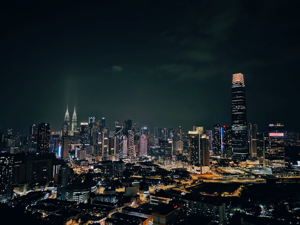 Kuala Lumpur city skyline lit up at night
